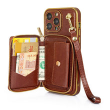 Upcycled leather iPhone 12 wallet phone case