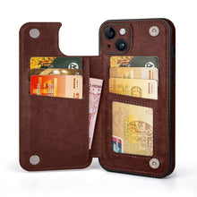Upcycled leather iPhone 14 Plus wallet phone case