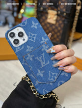 Upcycled Louis Vuitton iPhone 15 Pro wallet phone case