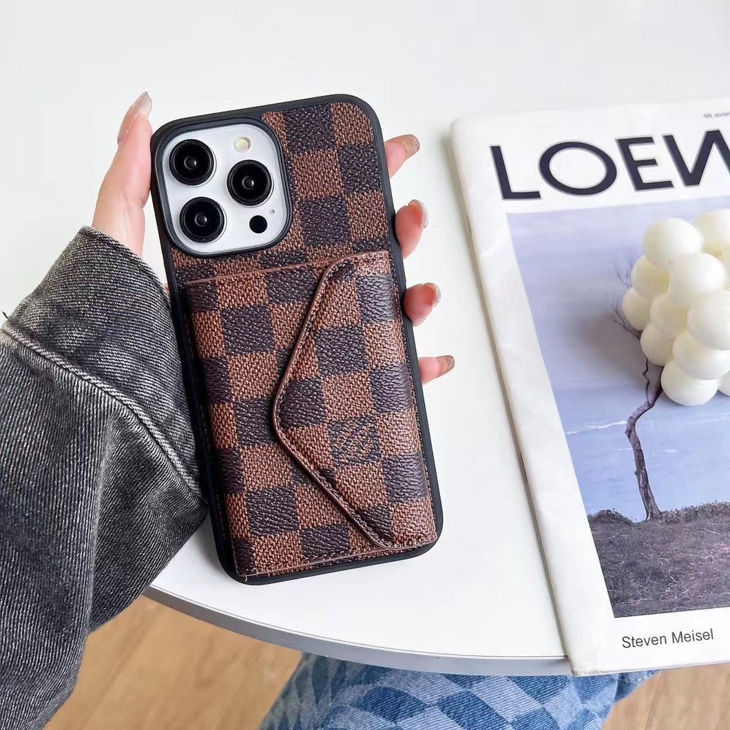 Upcycled Louis Vuitton iPhone 15 wallet phone case