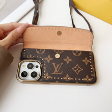 Upcycled Louis Vuitton iPhone 16 wallet phone case