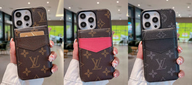 Upcycled Louis Vuitton iPhone 15 Pro wallet phone case